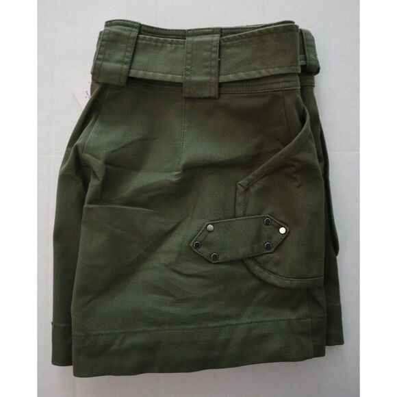 Derek Lam 10 Crosby Women's Sz 0 Fatigue Green Monterey Belted Shorts - Picture 9 of 12